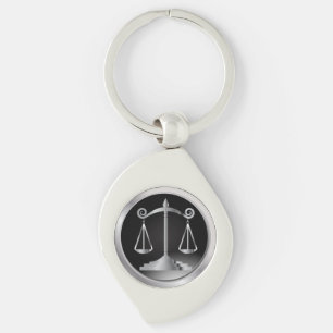 Black and Silver Scales of Justice Law Keychain