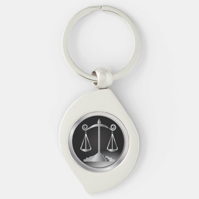 Black and Silver Scales of Justice | Law Keychain (Front)