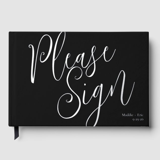 Black and Silver SImple Guest Book Signature (Front)