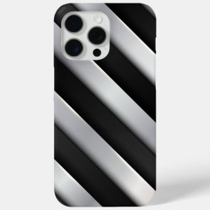 Black And Silver Striped iPhone 15 Pro Max Case