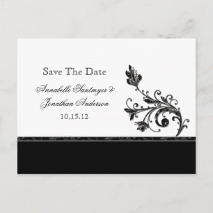 Black and Silver Swirls Save The Date Announcement Postcard