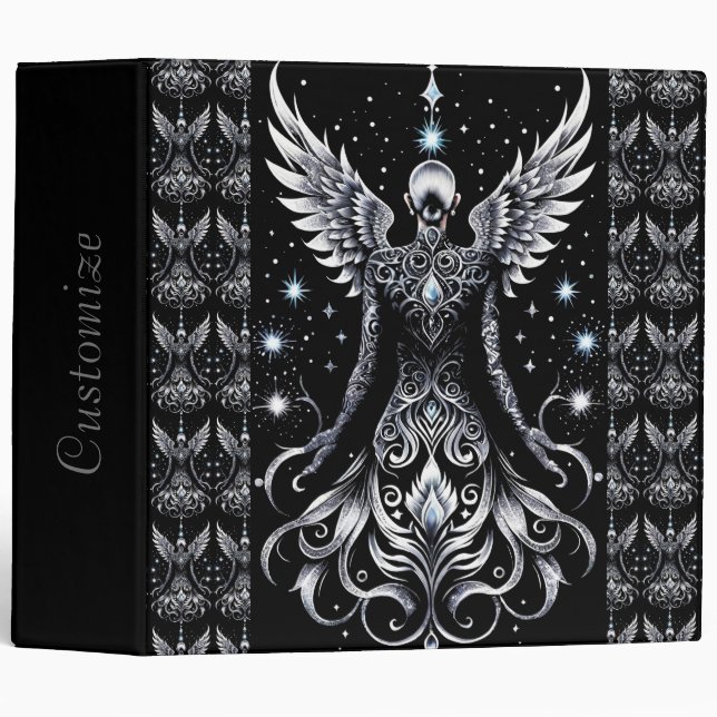 Black And Silver Tattoo Angel Binder (Front/Spine)