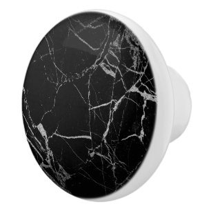 Black and Silver Vein Marble Ceramic Knob