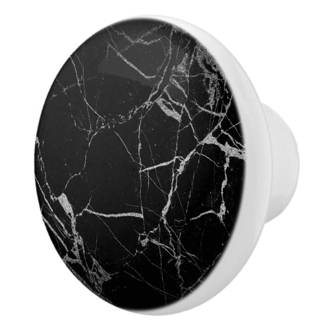 Black and Silver Vein Marble Ceramic Knob (Right)