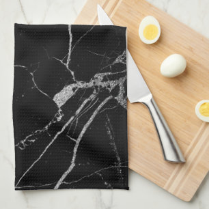 Black and Silver Vein Marble Kitchen Towel