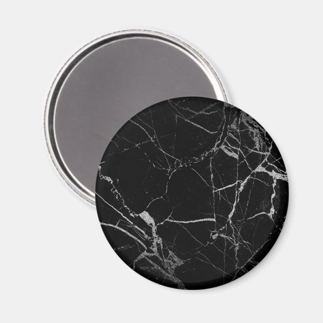 Black and Silver Vein Marble Magnet (Front/Back)