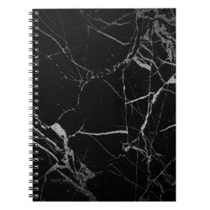 Black and Silver Vein Marble Notebook