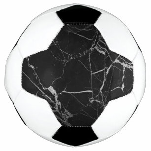 Black and Silver Vein Marble Soccer Ball