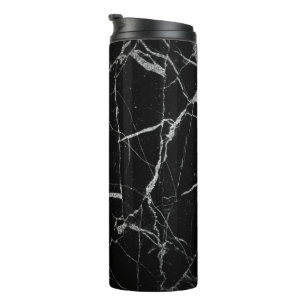 Black and Silver Vein Marble Thermal Tumbler