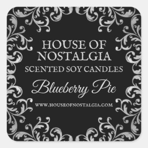 Black And Silver Vintage Scented Soy Candle Labels