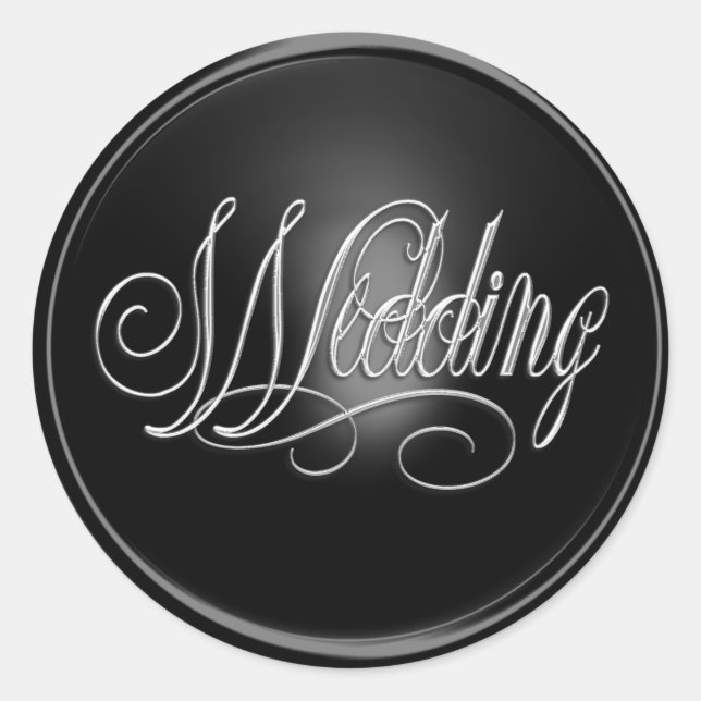Black and Silver Wedding Envelope Seal (Front)