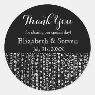 Black and Silver Wedding Favour Sparkle Stickers
