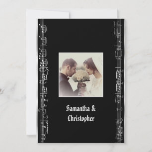 Black and silver wedding photo invitation