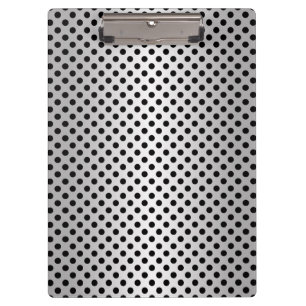 Black and Silvery White Polka Dot Pattern Clipboard