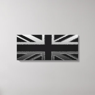 Black and Slilver Gray Union Jack Canvas Print