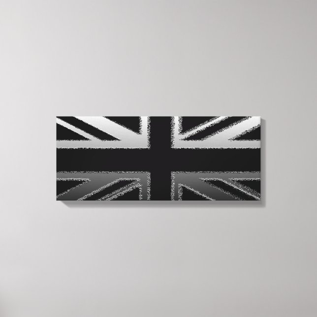Black and Slilver Gray Union Jack Canvas Print (Front)