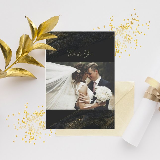 Black and Sparkly Gold Thank You Cards (Creator Uploaded)