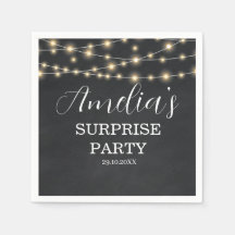 Black and String Light Surprise Birthday