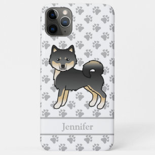 Black And Tan Alaskan Malamute Cartoon Dog & Name iPhone 11 Pro Max Case