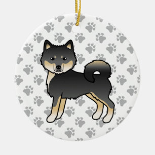Black And Tan Alaskan Malamute Cute Cartoon Dog Ceramic Ornament