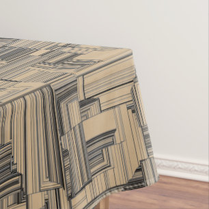 Black and Tan Art Deco Design Tablecloth