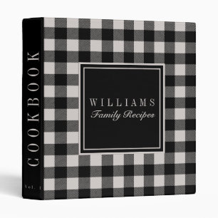 Black and Tan Buffalo Plaid Recipe Cookbook Binder