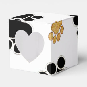 Black and tan canine dog paw print white favor box
