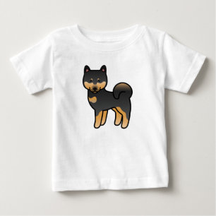 Black And Tan Cartoon Shiba Inu Baby T-Shirt