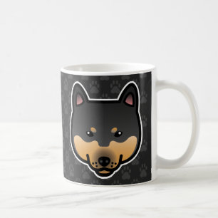 Black And Tan Cartoon Shiba Inu Head Coffee Mug