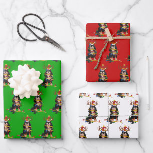 Black and Tan Cavalier Christmas Holiday Wrapping Paper Sheet