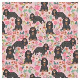 black and tan cavalier kc spaniel fabric