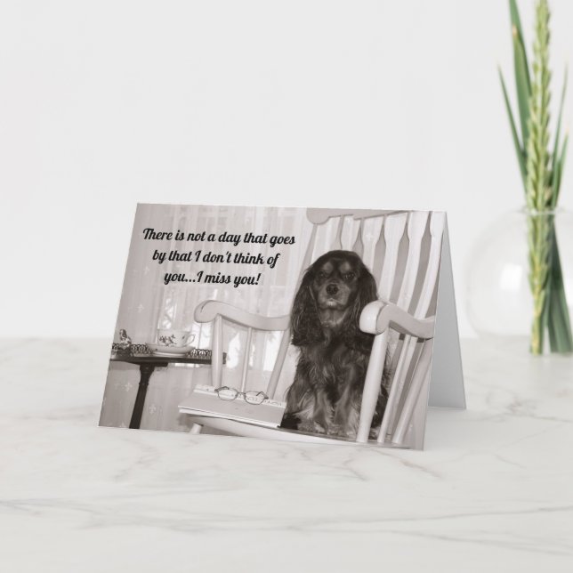 Black And Tan Cavalier King Charles Miss You Card (Front)