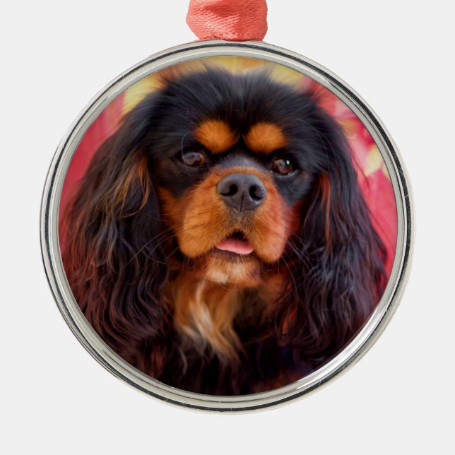 Black and Tan Cavalier King Charles Spaniel Dog Metal Ornament (Front)