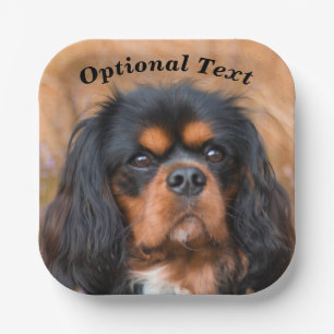 Black and Tan Cavalier King Charles Spaniel Dog Paper Plate