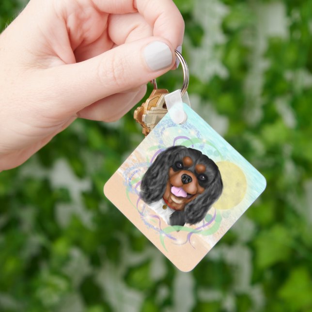 Black and Tan Cavalier King Charles Spaniel Keychain (Hand)