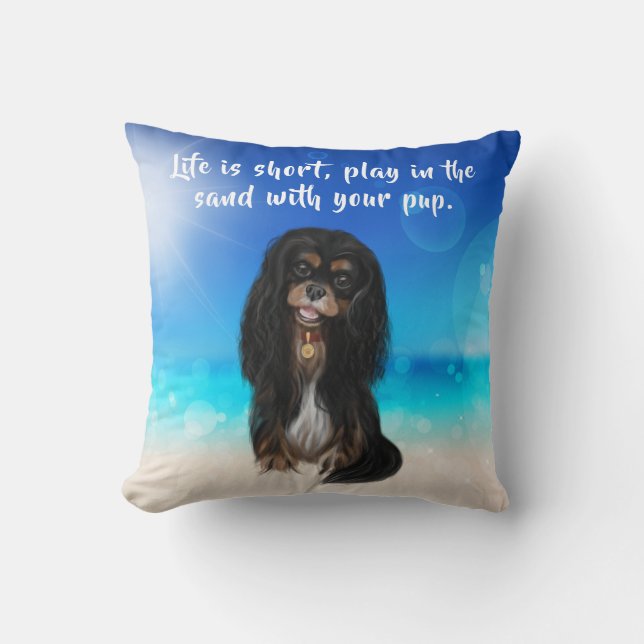 Black and Tan Cavalier King Charles Spaniel    Throw Pillow (Front)