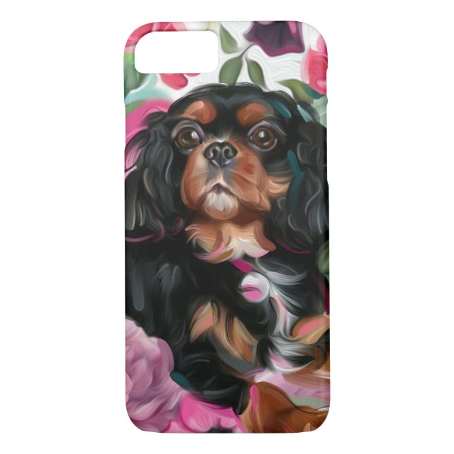 Black and Tan Cavalier phone case (Back)