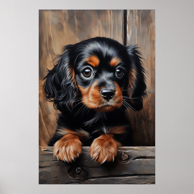 Black and tan Cavalier puppy Poster (Front)
