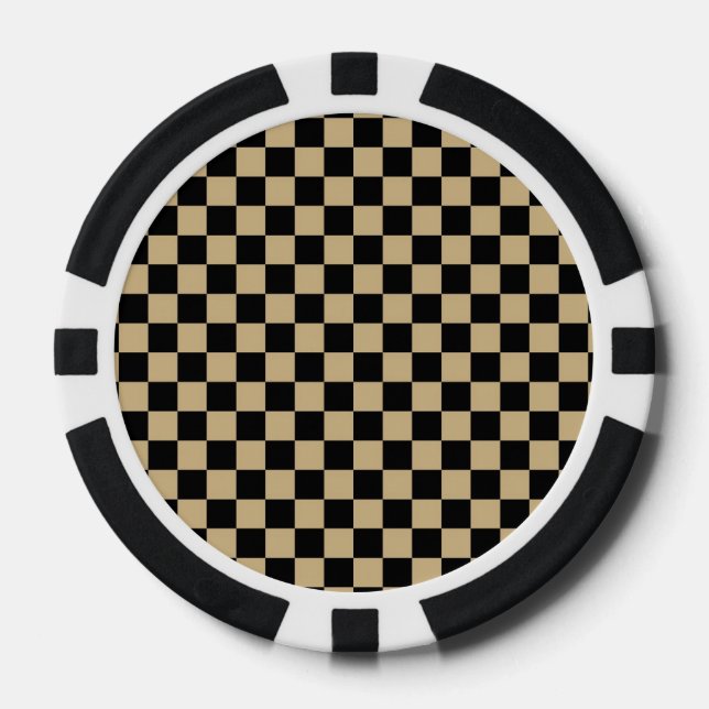 Black and Tan Chequered Poker Chips (Front)