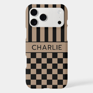 Black and Tan Chequered Striped Personalized