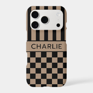 Black and Tan Chequered Striped Personalized
