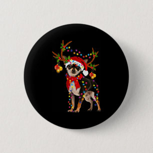 Black And Tan Chihuahua Gorgeous Reindeer Christma 2 Inch Round Button