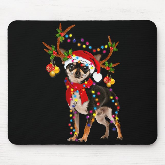 Black And Tan Chihuahua Gorgeous Reindeer Christma Mouse Pad (Front)