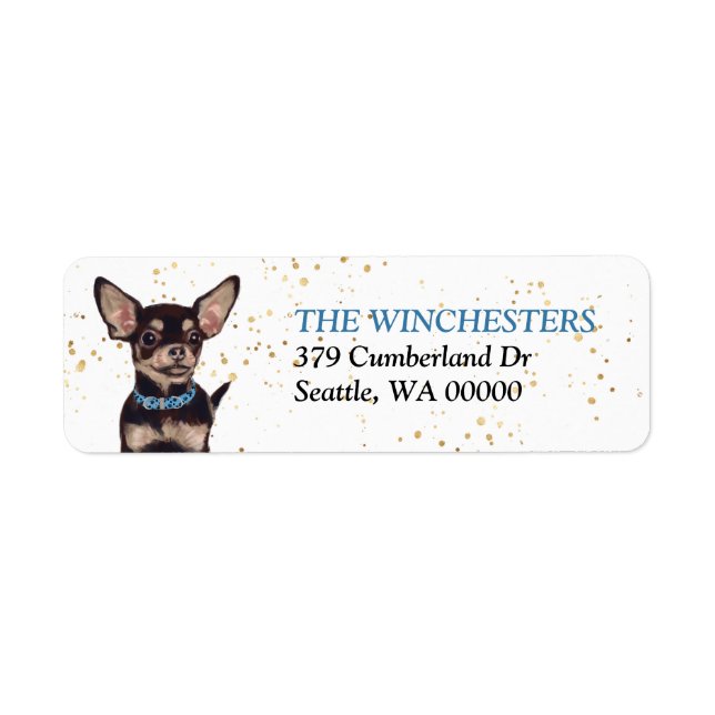 Black and Tan Chihuahua Portrait Address Label (Front)
