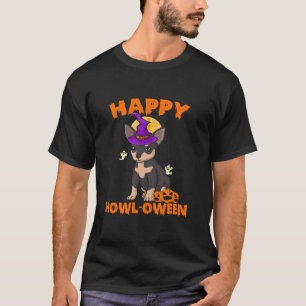 Black And Tan Chihuahua Witch Costume Dog Happy Ha T-Shirt