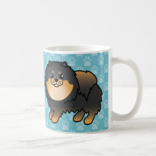 Black And Tan Coat Pomeranian Dogs On Blue Coffee Mug