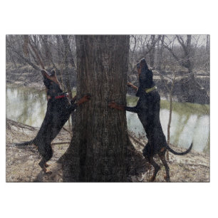 Black and Tan Coon Hounds Treeing Cutting Board