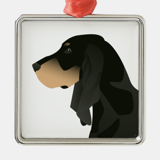 Black and Tan Coonhound Basic Breed Customizable Metal Ornament (Front)