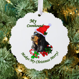 Black and Tan Coonhound Christmas Gifts Ornament Card