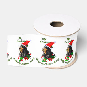 Black and Tan Coonhound Christmas Grosgrain Ribbon